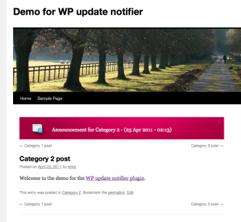 WP update notifier